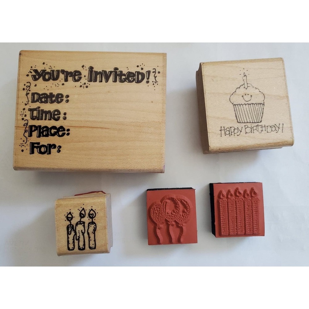 Birthday Themed Rubber Stamps